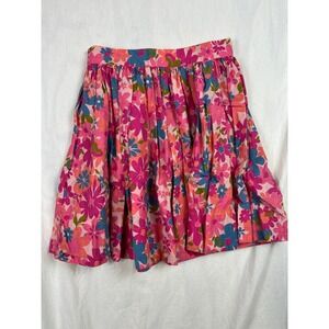 Tracy Feith for Target Pink Blue Floral Mini Skirt Size 7 Gathered Flower Print